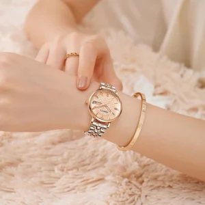 REBIRTH Jam Tangan Wanita Original Anti Air Korea Mewah Kuarsa Kalender Tali Stainless Steel JamTangan Cewek